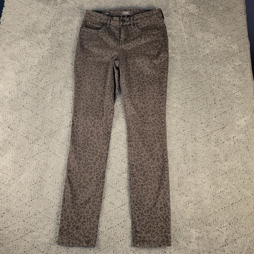 NYDJ Jeans‎ Womens 4 Gray Cheetah Print Alina Legging Lift Tuck Stretch Shaping